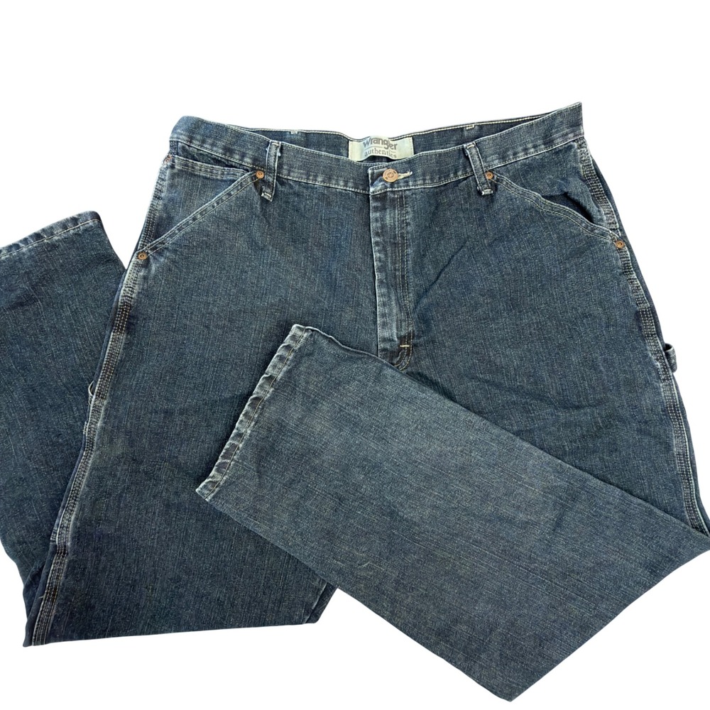 Wrangler Authentics Mens Carpenter Jeans 38x32 Dark Wash Blue Utility Work Pants